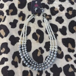 BRAND NEW colored pearl necklace with matching earrings